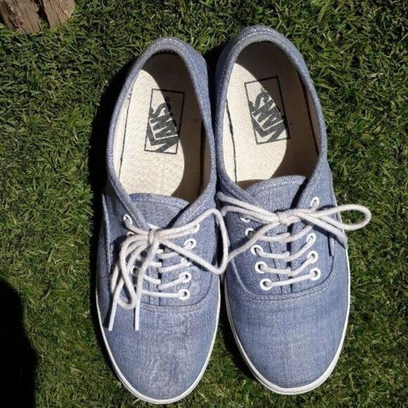 Vans TC6D Crosshatch Blue Jean Denim Low Top Lace Up Fashion Sneakers Sz 8.5 - Picture 2 of 8